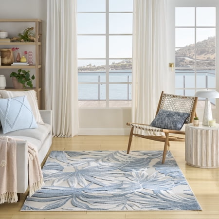 Nourison Aloha 3 6 x 5 6 Ivory Blue Modern Rug