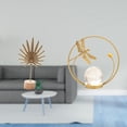 thumbnail image 2 of Escultura de hoja de metal, estatua de bola de cristal, figura de hierro, decoración con base de madera, diseño creativo, adecuada para sala de estar,, 2 of 8