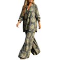 thumbnail image 4 of Women's Plus-Size Two-Piece Set Loose, Long-Sleeved Top Bottom with Foil-Print Detail 2026 Fall Fashion Outfits(Grey,S), 4 of 5