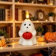 thumbnail image 4 of Halloween Ghost Lantern with Remote Control, Resin Flameless Ghost Candle with Flickering Warm LED, Tabletop Decor for Mantel Shelf Party Home, 4 of 5