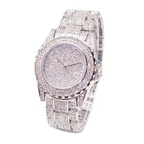 UDIYO Women Luxury Full Shiny Rhinestone Round Quartz Movement Wrist Watch Bracelet
