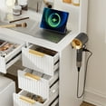 thumbnail image 4 of Yeahumalia Vanity Desk Set with Mirror and Lights, Makeup Table with Charging Station and Chair, White, 4 of 10