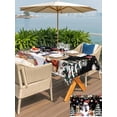 thumbnail image 4 of Outdoor Tablecloth with Umbrella Hole and Zipper, Black Christmas Rectangle Table Cloth 60x120 Inch Waterproof Tablecloth, Snowman Poinsettia Cat Snowy Pine Branch Picnic Table Cover for Patio, 4 of 7