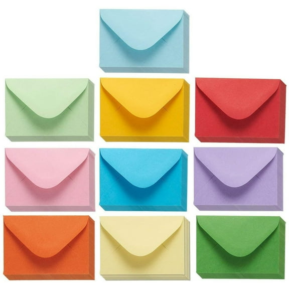 Juvale Mini Envelopes - 4 x 2.7 Inches, 100 Count, Assorted Colors - Gift Card Envelopes for Cash with Gummed Seal for Secure Closure