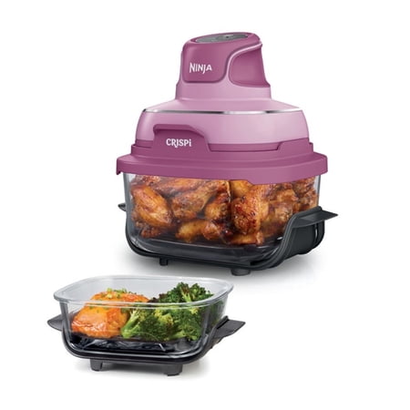 Ninja Crispi 4-in-1 Portable Glass Air Fryer Cooking System FN101PK1, 1500W Air Fryer with 4QT & 6-Cup Glass Containers, Bake, ReCrisp & Max Crisp, (Cherry Blossom )