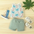 thumbnail image 6 of Baby Boy Outfits Kids Sleeveless Floral Prints T Shirt Tops Shorts Baby Boy Clothes Green 12 Months-18 Months, 6 of 6