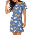 thumbnail image 2 of Balery Chicken Family Camisón de manga corta con cuello redondo para mujer, cómodo y elegante., 2 of 6
