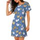 thumbnail image 2 of Balery Chicken Family Camisón de manga corta con cuello redondo para mujer, cómodo y elegante., 2 of 6