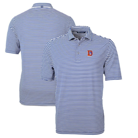Men's Cutter & Buck Royal Denver Broncos Throwback Logo Virtue Eco Pique Stripe Recycled Polo