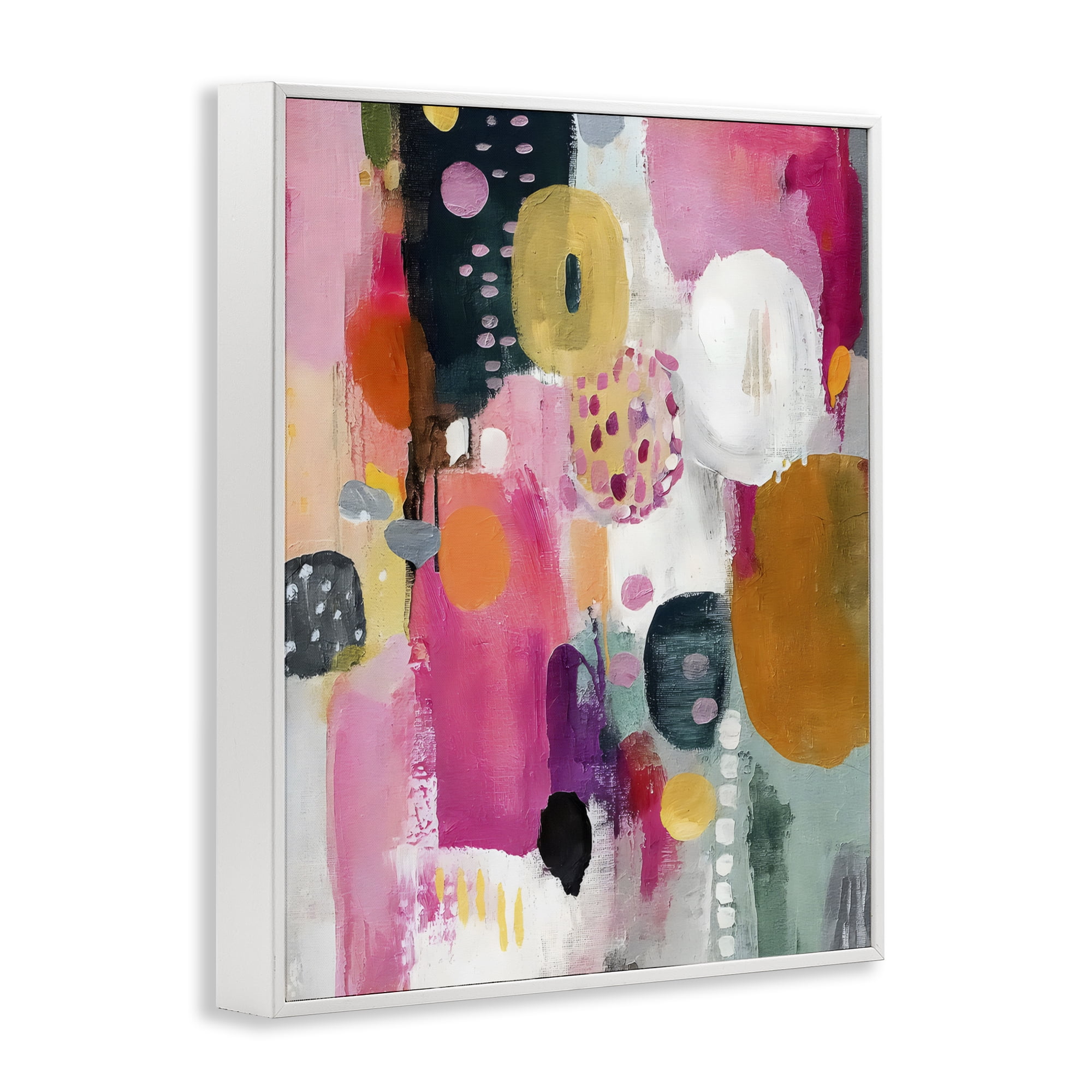 Stupell Industries Abstract Blooms Cascade White Framed Giclee Art, design by Riley B
