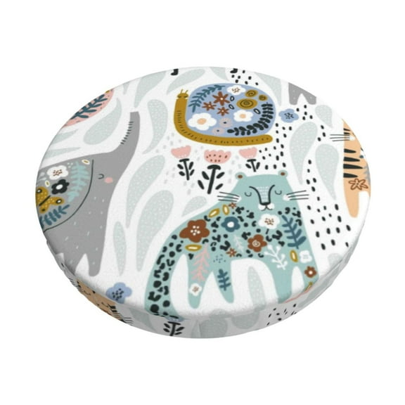 Naloa Cute Colorful Animal Round Bar Stool Cushion Cover 12-14 inch, Fits Kitchen, Office, Restaurant Chairs - 12 inch