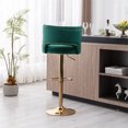 thumbnail image 2 of Counter Height Bar Stools Set of 2, Modern Velvet Upholstered Bar Stools with Button Tufted Back and Nailhead Trims, Elegant Dining Chairs with Golden Metal Base and and Footrest for Kitchen, Green, 2 of 7