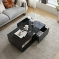 Ktaxon LED Coffee Table with Storage Shelf and 2 Drawers, High gloss