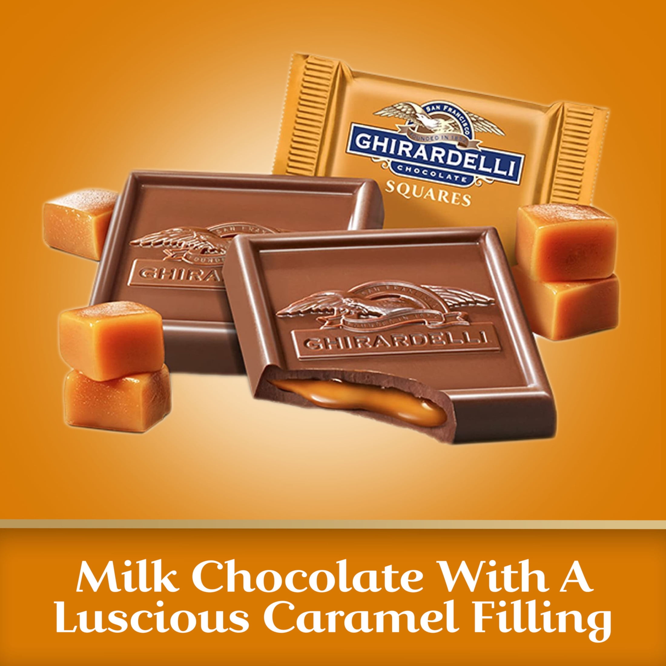 GHIRARDELLI Milk Chocolate Squares with Caramel Filling 9.04 oz Bag