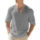 thumbnail image 2 of pstuiky camisa de manga larga para hombre, Top informal holgado de color liso con medio botón, mangas largas y cuello redondo para hombre camisetas de hombre l, 2 of 6