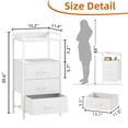 thumbnail image 3 of Eunos Small White Nightstand, 3 Vertical Fabric Drawer Dresser for Bedroom, Living Room, Hallway, 3 of 8