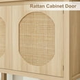 thumbnail image 4 of 35.5 Inch Rattan Entryway Console Table,Slim Sofa Side Table with Storage Cabinet & Open Shelf, Modern Farmhouse Accent Furniture, Natural, 4 of 7