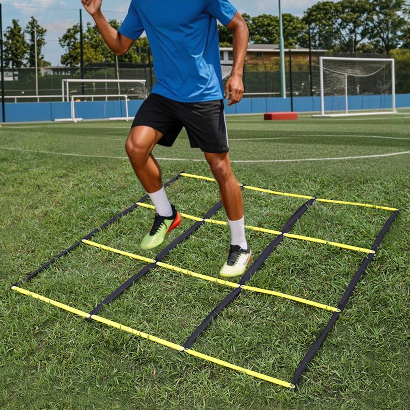 Adjustable Speed Agility Ladder with Rungs for Football Basketball Training, Portable Fitness Equipment Indoor Outdoor