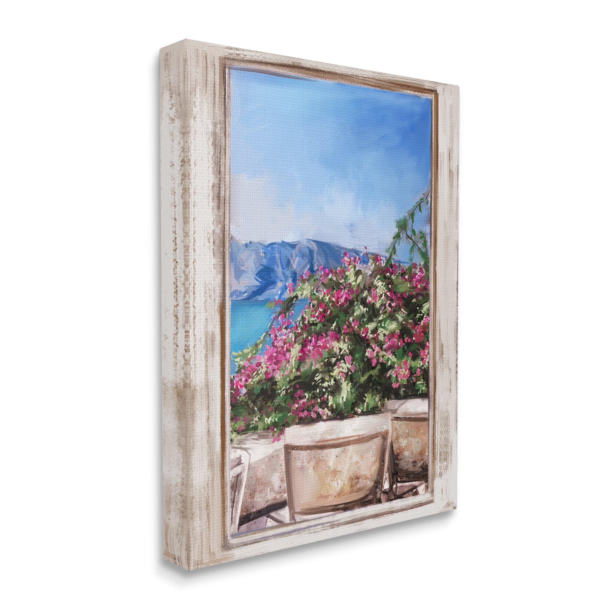 Stupell Industries Through Window View Seaside Flower Garden Scene Painting Gallery Wrapped Canvas Print Wall Art, Design by Ziwei Li