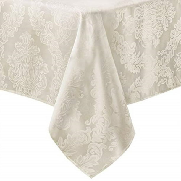 Dazzling 60 x 102 oval tablecloth Newbridge Barcelona No Iron Soil Resistant Fabric Damask Tablecloth 60 X 102 Oblong Antique White Walmart Com