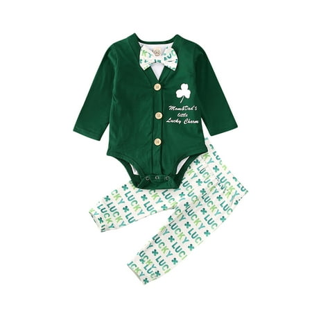 

Sunloudy Boy s Long Sleeve One-Piece Coat + White Romper + Letter/Leaf Pants
