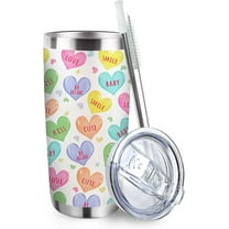 Colorful Love Hearts Tumbler with Lid and Straw, Cute Valentine''s Day Gifts for Women, Be Mine Kiss Anniversary Wedding Stainless Steel Travel Coffee Cup, 20oz Double Wall Vacuum Insulated Mug
