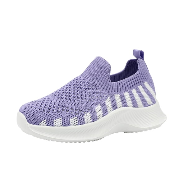 NOEGOEU Boys Girls Slip on Mesh Shoes Non Slip Soft Sole Breathable Lightweight Sneakers for Kids (Purple,12.5)