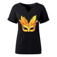 thumbnail image 6 of Ounisa Women Mardi Gras Sweatshirts Carnival Sweatshirt Funny Mask Graphic Short Sleeve Shirt Fat Tuesday Pullover Top, 6 of 6
