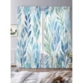 thumbnail image 3 of Blue Green Leaf Sheer Curtains 84 Inch Length 2 Panels Set, Summer Vintage Watercolor Plant Voile Window Treatment Rod Pocket Curtains Sheers Drapes for Bedroom/Living Room/Kitchen 52"x84"x2, 3 of 7