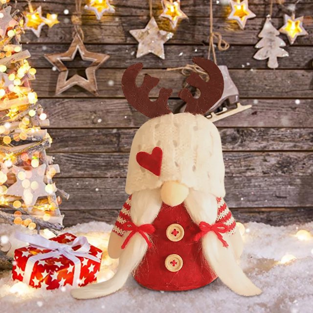 ¡Rebaja Especial!, Muñeco navideño, gorro de punto, muñeco con astas, muñeco Rudolf sin rostro, adorno de escritorio para decoración Akmoler