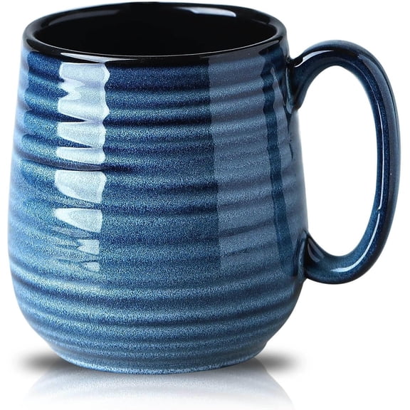 20 oz Large Ceramic Coffee Mug, Blue Glazed Coffee Cup for Men Women, Microwave & Dishwasher Safe, Ideal for Latte, Tea, Soup, Office & Home Use, 1 Pack