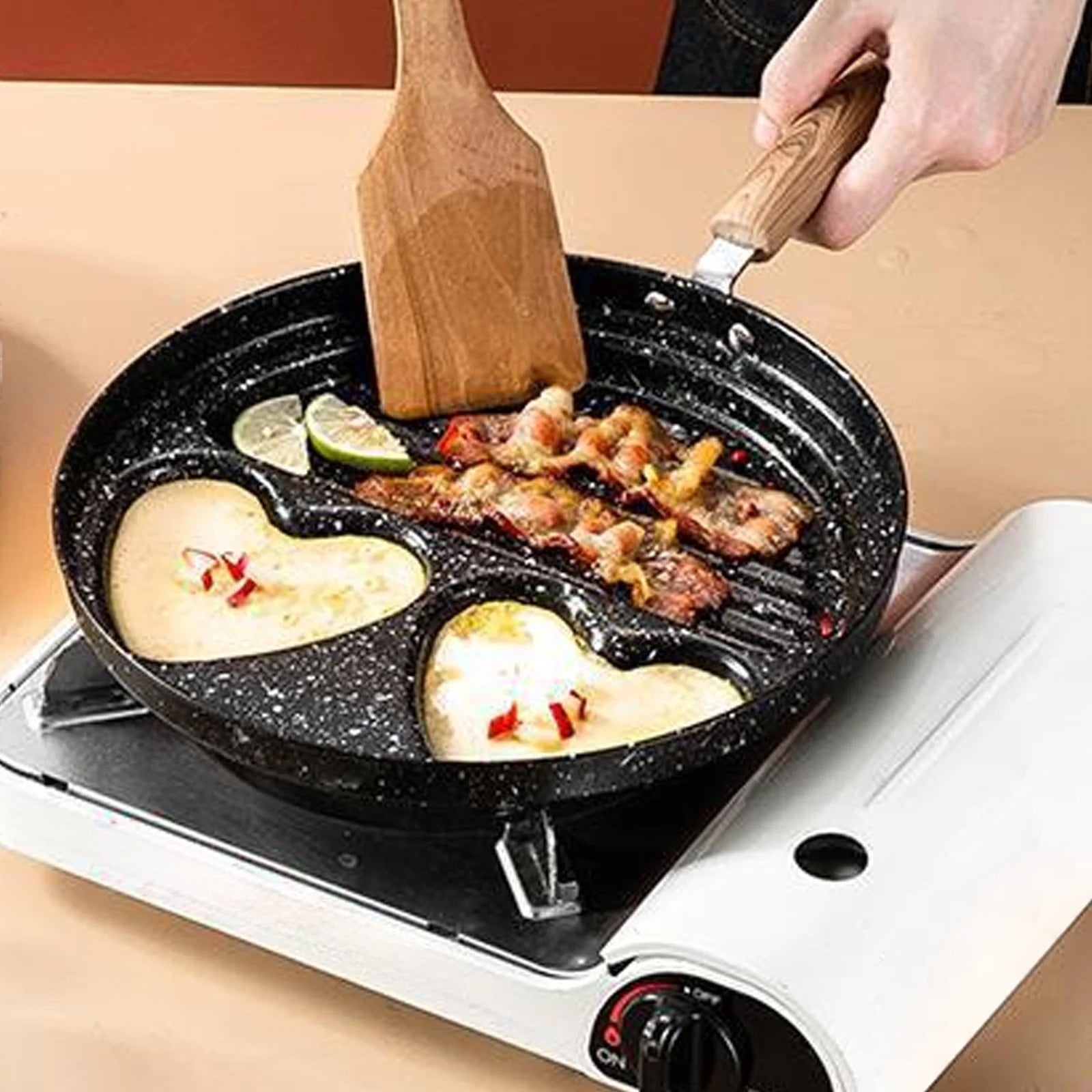 Pre Grill Pan Stovetop/Oven/Camping Cookware with Even Heat Distribution, Cool Handle & Hanging Loop Bradem