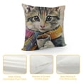 thumbnail image 4 of Qinduosi Throw Pillow Decoractive Cushion Covers of Line Cute Cat Pillow Case for Sofa Bed Couch  White, 4 of 5