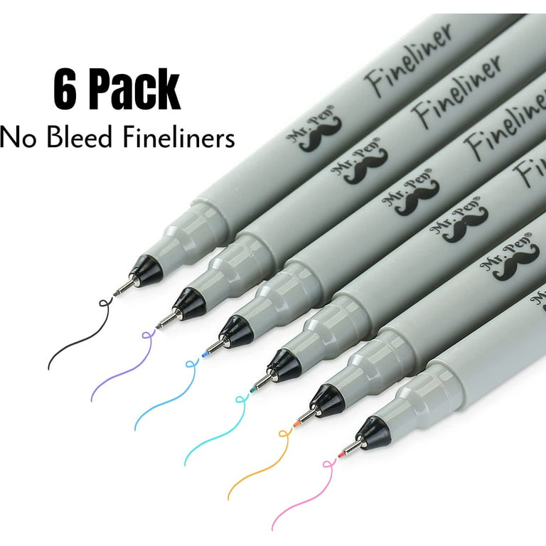 Mr. Pen- Pens, Felt Tip Pens, Black Pens, Pack of 6, Fast Dry, No