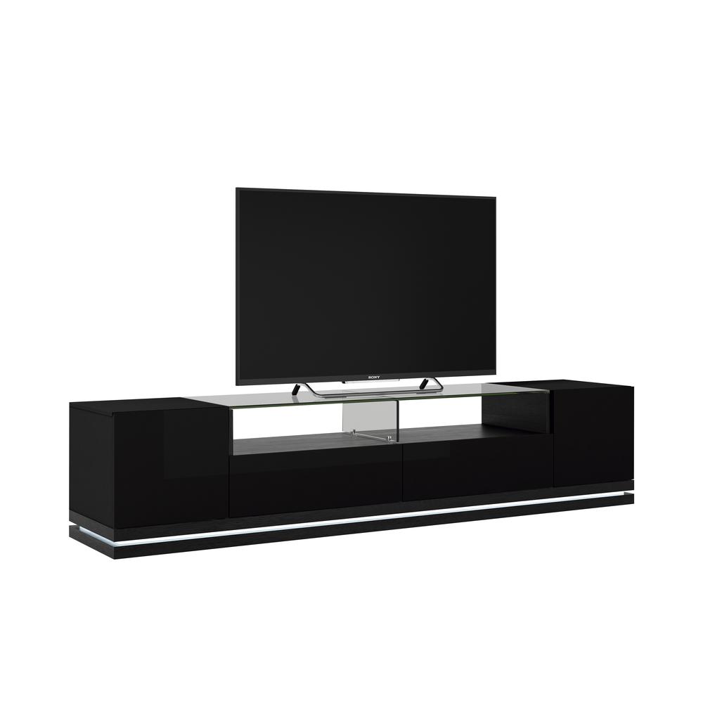 Manhattan Comfort Vanderbilt TV Stand and Cabrini 2.2 Floating Wall TV Panel in Black Gloss and Black Matte - image 3 of 9
