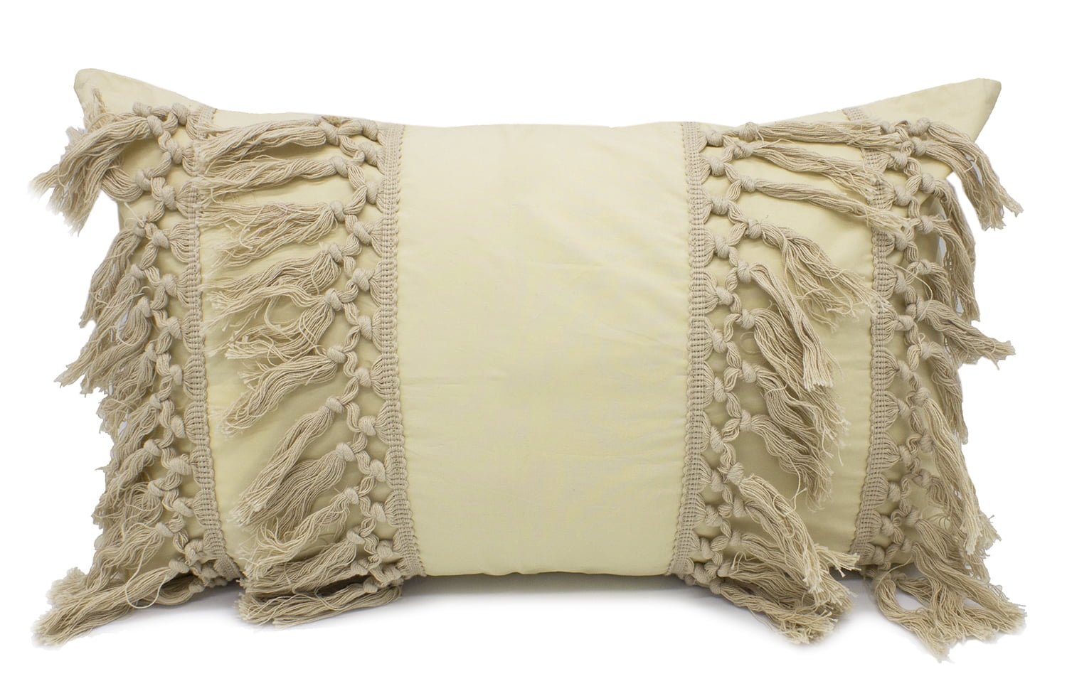 Stylish Fringe Tassels Decorative Throw Pillow (Khaki, 12"x20" Case