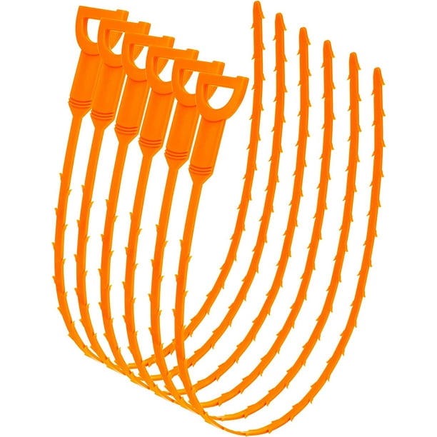 Paquete de 6 herramientas limpiadoras de cabello de drenaje de 20 pulgadas, herramienta para quitar obstrucciones de drenaje, herramienta de drenaje de ducha, herramienta de limpieza de cabello para