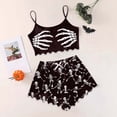 thumbnail image 2 of MEZZALL Pajama Sets Women Sleeveless Crop Tank Tops with Elastic Waist Shorts Halloween Skeleton Print Comfortable Home Wear Nightwear, 2 of 5