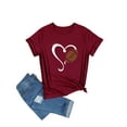 thumbnail image 3 of QAFOPEH Women Crew Neck Heart Football Printed Short Sleeve T-Shirt, 3 of 6
