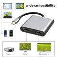 thumbnail image 3 of 4 in 1 Type C to Dual HDMI-compatible Extend Splitter PD USB HUB 4k Multi Displayer Converter Support for Fast Charging (4 in 1 HDTV PD USB), 3 of 6