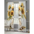 thumbnail image 4 of Sunflower Sheer Curtains for Living Room Bedroom Yellow Floral Botanicals Motif Floral Plant Sheer Curtains 96 Inch Long 2 Panels Set Light Filtering Curtain Window Treatments Drapes for Dining Room, 4 of 6