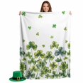 thumbnail image 2 of Throw Blanket Fleece Throw Blanket 50x60in, Watercolor Rustic Green Leaf Soft Lightweight Bed Blankets St. Patrick's Day Shamrock Fuzzy Couch Blankets for All Season, 2 of 9