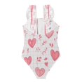 thumbnail image 2 of Girls Ruffled One Piece Swimsuit Summer Beach Vacation Swimwear Tank Swimsuit Pink Heart, 2 of 8