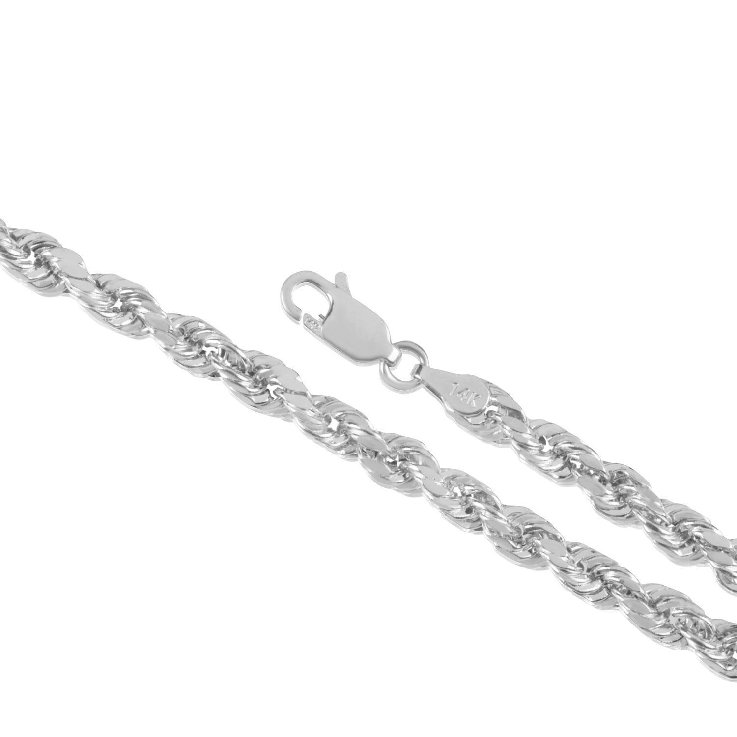 14K Gold 4.00MM Rope (Diamond Cut) Chain Necklace for Men and 