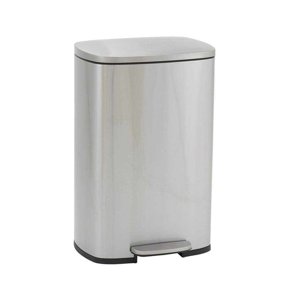 Household Essentials 13 Gal / 50L Rectangular Step-on Trash Can 50l Stainless Steel Rectangular Step-on Trash Can