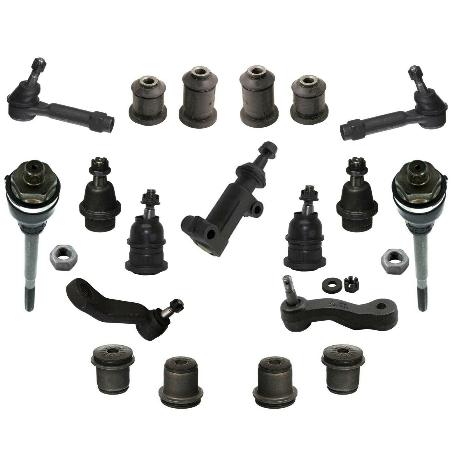 19 Pc Front Steering & Suspension Kit Tie Rod Linkages, Upper & Lower