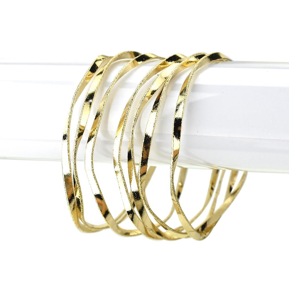 Twisted Metal Bangles, Gold, 2-3/4-Inch, 7-Count