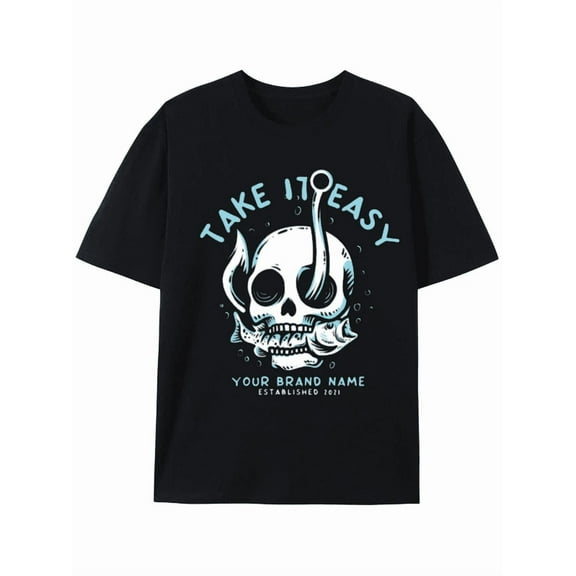 Take It Easy Skull Fishing Hook T-shirt