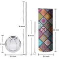 thumbnail image 5 of 20oz Multicolor Ethnic Mandala Pattern Skinny Tumblers Stainless Steel Tumbler with Lid and Straw,Vacuum Insulated Double Wall Travel Tumbler Cups with Cleaning Brush for Coffee,Tea, 5 of 6
