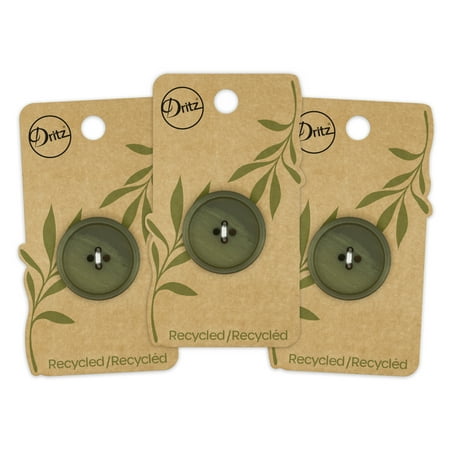 UPC: 0072879308679 | Dritz Recycled Paper Round Button 28mm Dark Olive 3 Pack